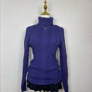 white house black market purple ribbed turtleneck fall warm long sleeve sweater